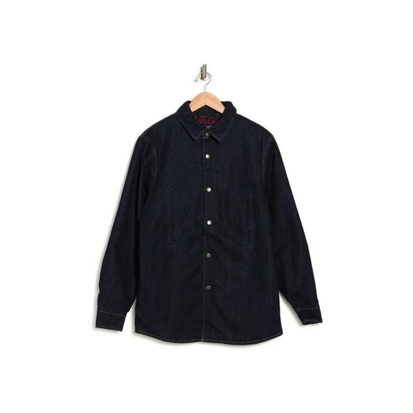 Slate & Stone Mens Dark Wash Snap Front Long Sleeve Denim Shirt Jacket Sz L New - Picture 3 of 11